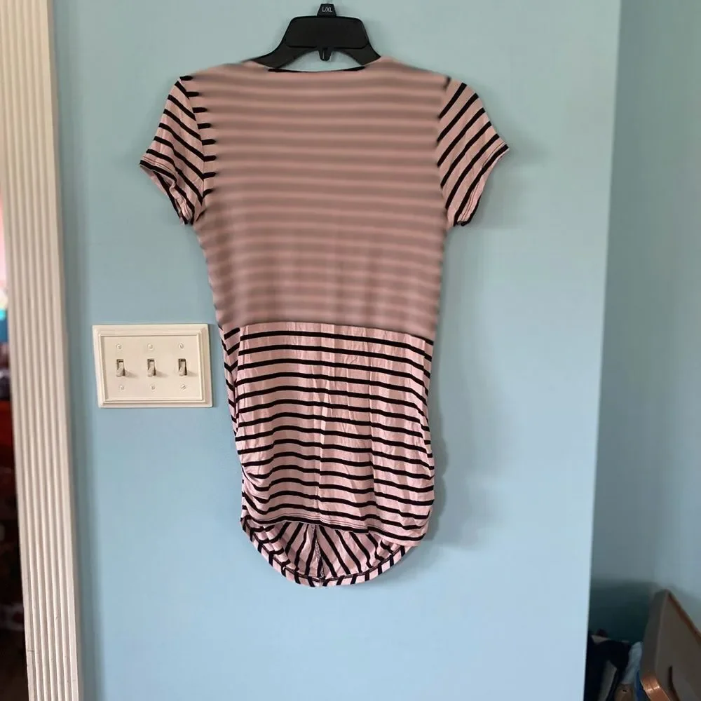 Motherhood Maternity Pink and Black Striped Top